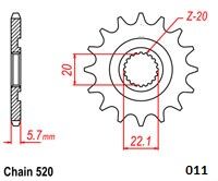 Steel Ultralight Front Sprocket Natural For Honda CR 250 - 12 Teeth