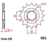 Steel Ultralight Front Sprocket Natural For Honda CR 250 - 13 Teeth