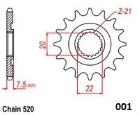 Steel Ultralight Front Sprocket Natural For Honda CR 125 R - 14 Teeth