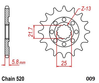 Steel Ultralight Front Sprocket Natural For Kawasaki KLX 450 R - 13 Teeth
