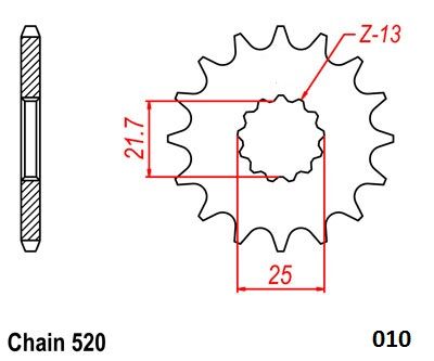 Steel Ultralight Front Sprocket Natural For Fantic XEF 450 - 14 Teeth