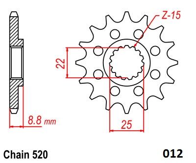 Steel Ultralight Front Sprocket Natural For Beta RR 125 - 15 Teeth