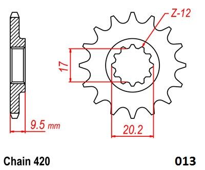 Steel Ultralight Front Sprocket Natural For GasGas MC 65 - 12 Teeth
