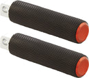 Knurled Footpegs Black / Orange For Harley Davidson FLD 1690