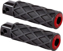 Diamond Foot Pegs Black / Red For Harley Davidson FLDE 1750 ABS 2018-2020 - 114 MM