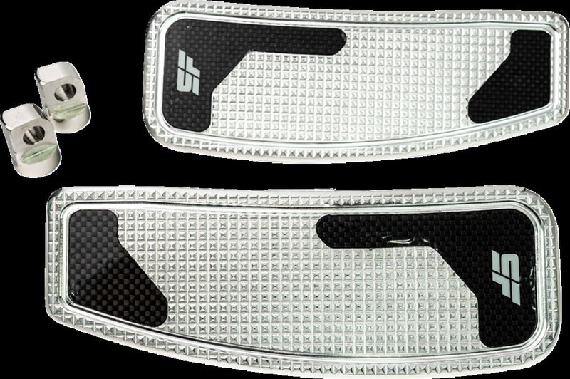 Mini Floorboards Polished / Silver For Harley Davidson E 1000 1936-1952 - 19.5 CM