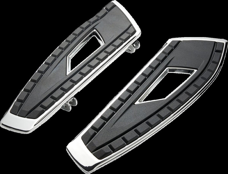 Chicane Floorboards Black / Chrome For Harley Davidson FLD 1690 2012-2013 - 38.1 CM
