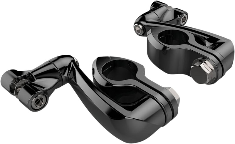 Engine Guard Highway Peg Hingeless Mounting Clamp Kit Anodized / Black - Extended