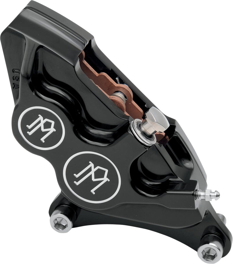 Four-Piston Differential-Bore Caliper Aluminum / Black / Matt For Harley Davidson FLH 1340 1984 - 292 MM