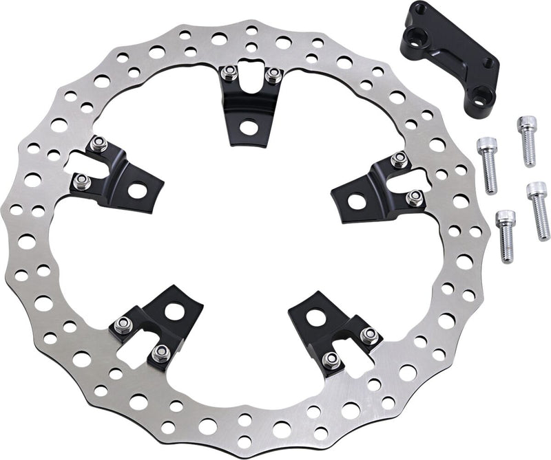 Jagged Floating Rotor Black / Silver For Harley Davidson FLHR 1690 ABS - 356 MM