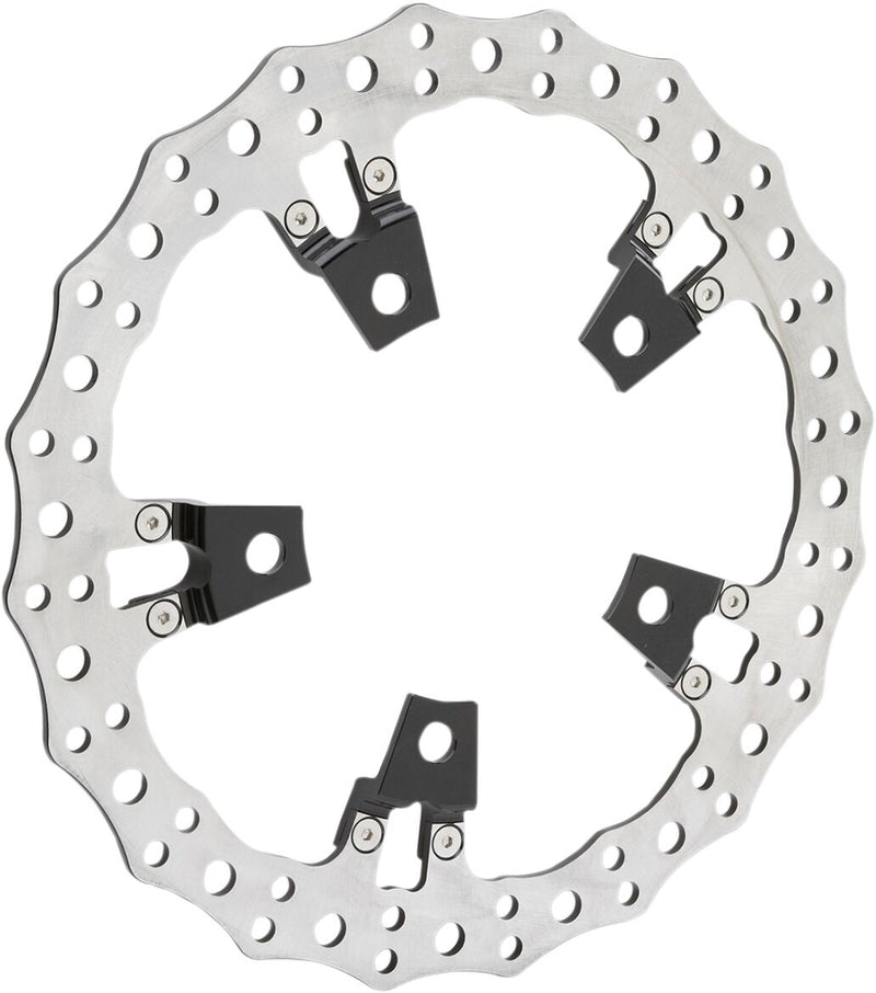 Jagged Floating Rotor Black / Silver For Harley Davidson FLHR 1690 ABS - 356 MM