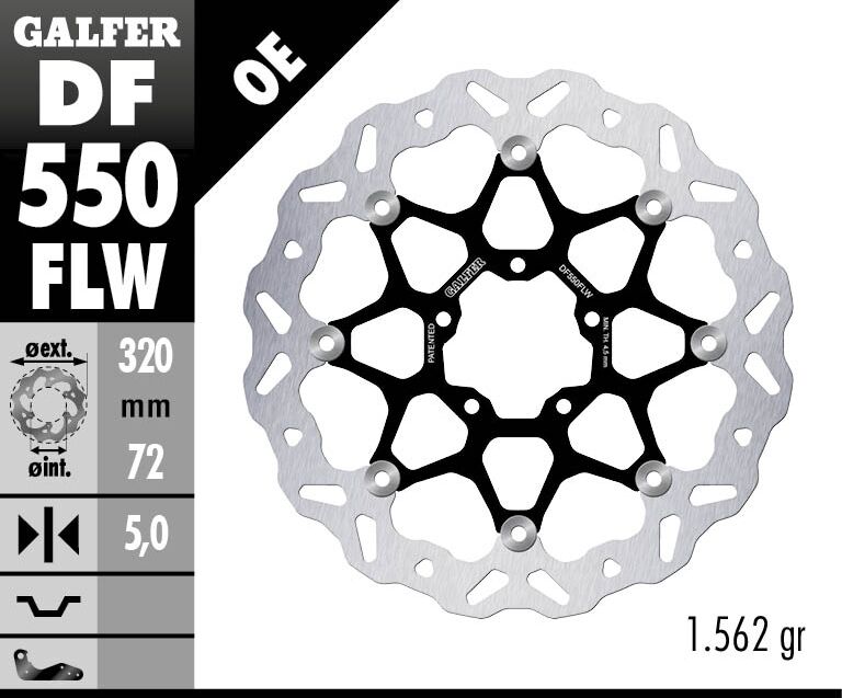 Wave® Brake Rotor Black / Silver For Royal Enfield Continental GT 650 EFI ABS - 320 MM