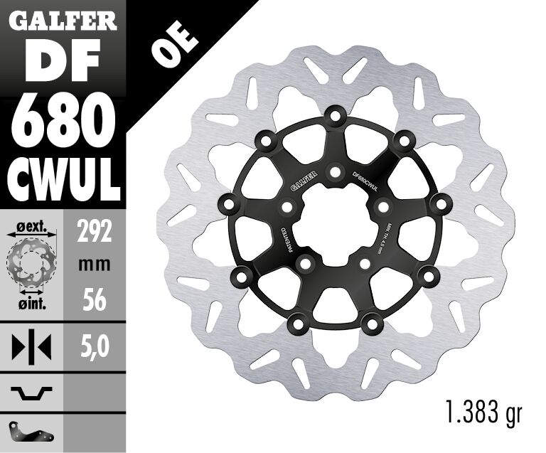 Cubiq Brake Rotor Black / Silver For Harley Davidson FLHR 1450 - 292 MM