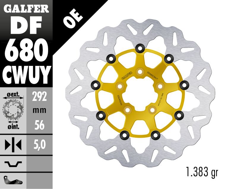 Wave® Brake Rotors Gold / Silver For Harley Davidson FLDE 1750 ABS - 292 MM