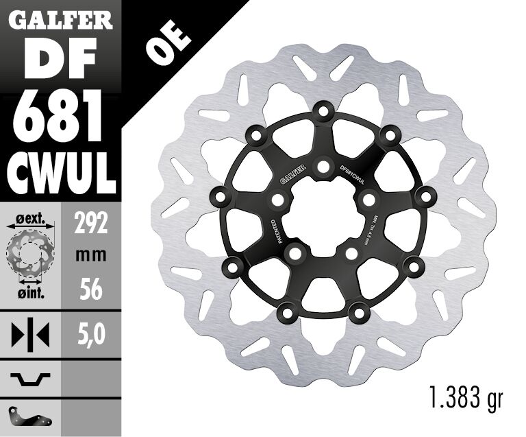 Wave® Brake Rotors Black / Silver For Harley Davidson FLD 1690 - 292 MM