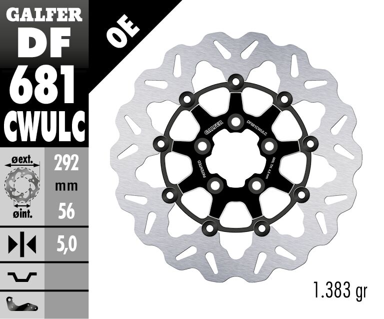 Wave® Brake Rotors Black / Silver For Harley Davidson FLD 1690 - 56.3 MM