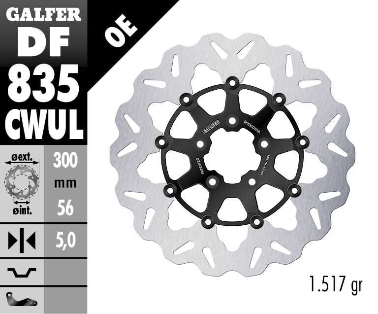 Wave® Brake Rotors Black / Silver For Harley Davidson FLDE 1750 ABS - 56.3 MM
