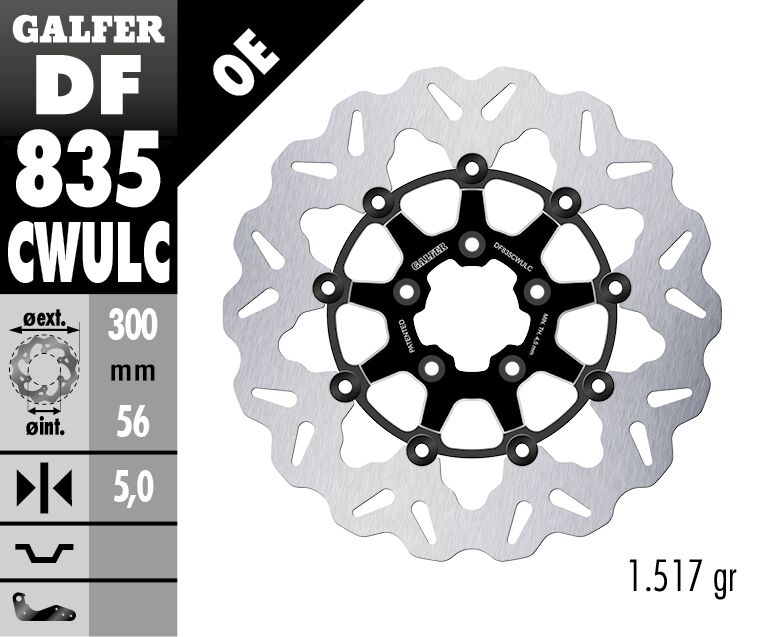Wave® Brake Rotors Black / Silver For Harley Davidson FLFB 1750 ABS - 300 MM