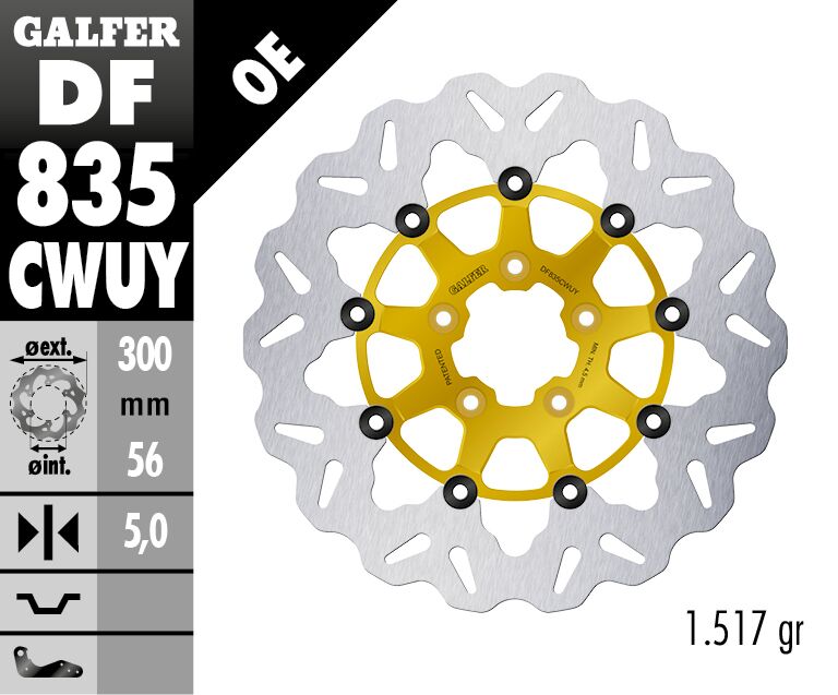 Wave® Brake Rotors Gold / Silver For Harley Davidson FLDE 1750 ABS - 56.3 MM