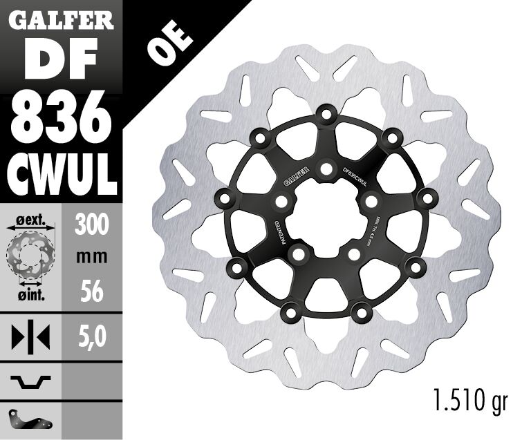 Wave® Brake Rotors Black / Silver For Harley Davidson FLHC 1750 ABS - 300 MM
