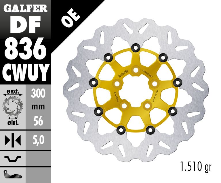 Wave® Brake Rotors Gold / Silver For Harley Davidson FLDE 1750 ABS - 300 MM