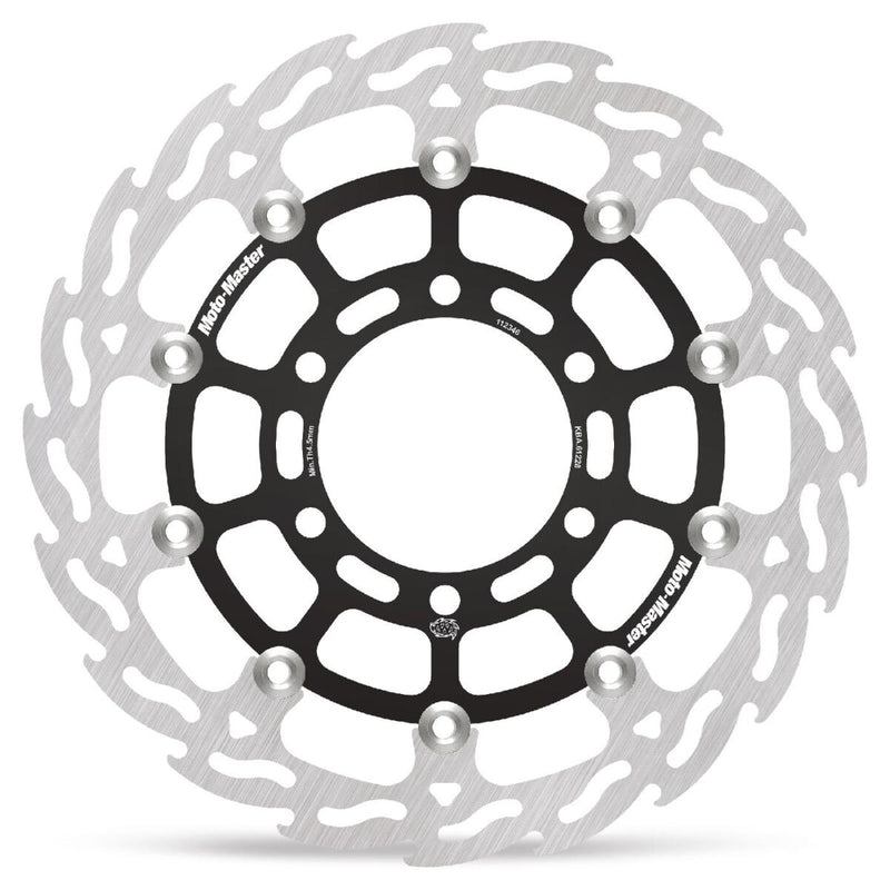 Flame Series Floating Rotor Black / Silver For KTM Duke 125 ABS - 90.0 MM
