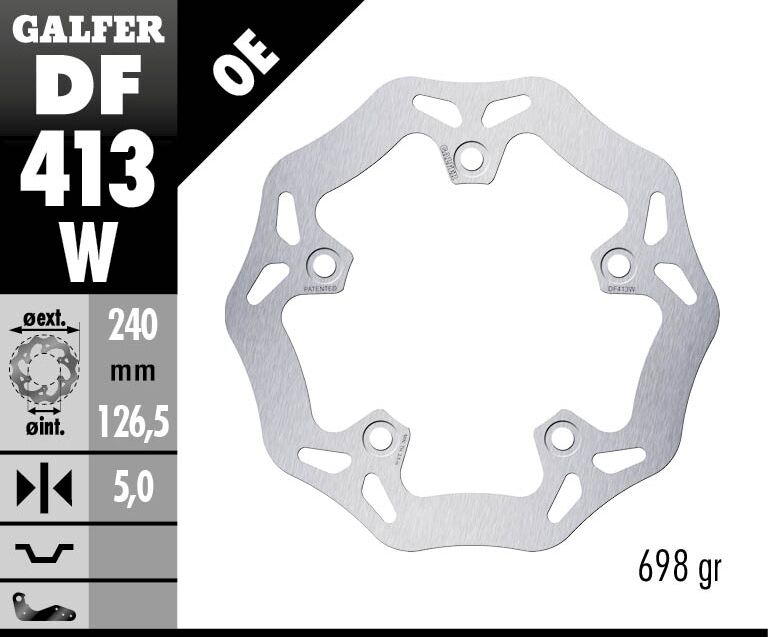 Wave® Brake Rotor Silver For Kymco Xciting 250 - 240 MM
