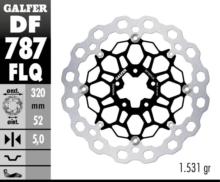 Brake Rotor Floating Cubiq Black / Silver For GasGas SM 700 ABS - 52 MM