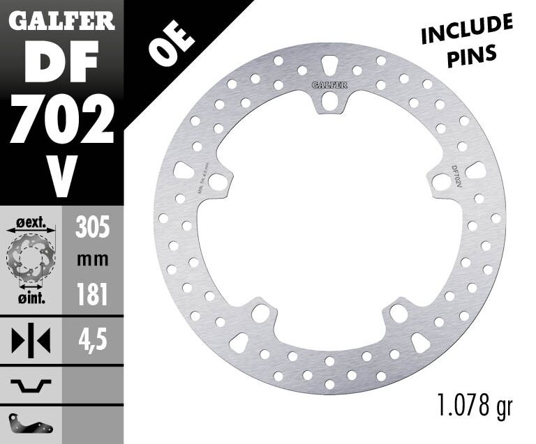 Brake Rotor Fixed Round Silver For BMW F 750 GS ABS - 181 MM