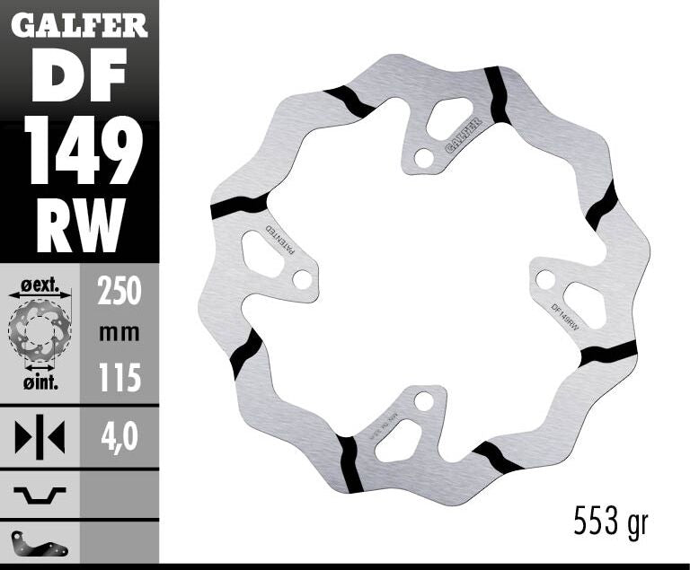 Fixed Wave Grooved Brake Rotor For Kawasaki KX 250 F 2019-2020