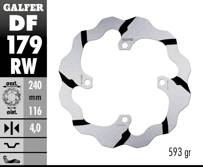 Fixed Wave Grooved Brake Rotor For Kawasaki KX 250 F 2015-2019