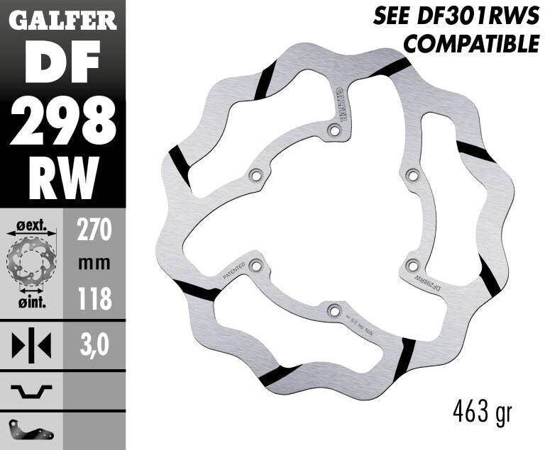 Fixed Wave Grooved Brake Rotor For Yamaha WR 450 F 2016-2023