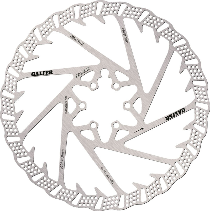 Shark 6-Bolt Bicycle Brake Rotor - 203 x 2.0mm