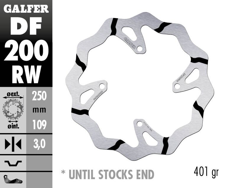 Brake Rotor Fixed WAVE GROOVED Black / Silver For Kawasaki KLX 450 R - 250 MM