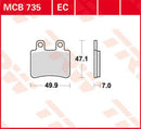 All Round Sintered Metal Brake Pads For Derbi BOULEVARD 125 2003-2007 - 49.9 MM
