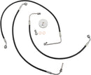 Black Braided Brake Line Kit Black For Harley Davidson FLHR 1690 - 38 CM - 43 CM