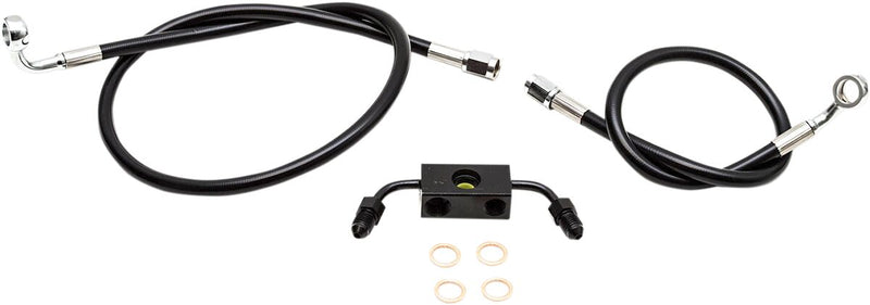 Black Braided Brake Line Kit Black For Harley Davidson XL 1200 C - 38 CM - 43 CM
