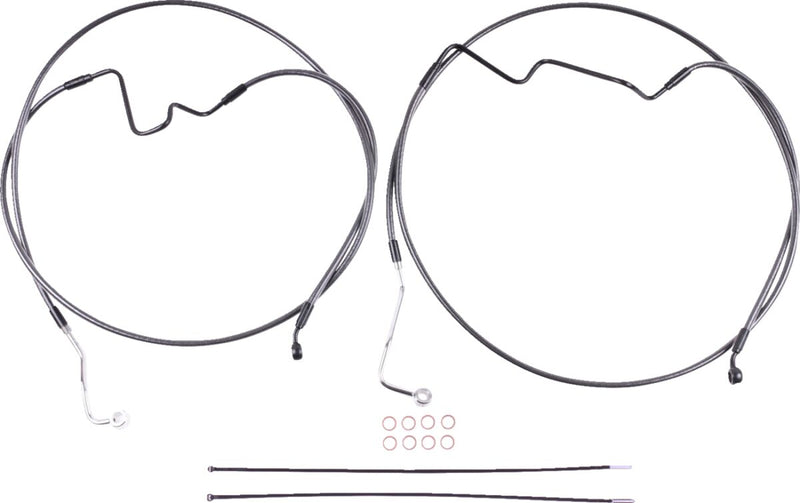 BP ABS Touring Lower +2" 35° Radial Brake Line Kit Black / Chrome For Harley Davidson FLH 1868 ABS - Oversize [+5.1 CM]