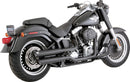 Twin Slash 3" Slip-On Mufflers Black For Harley Davidson FLSTF 1584 - 76.2 MM