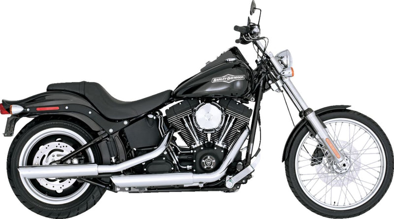 3" Twin Slash Slip-On Mufflers Chrome For Harley Davidson FLSTC 1584 - 76.2 MM
