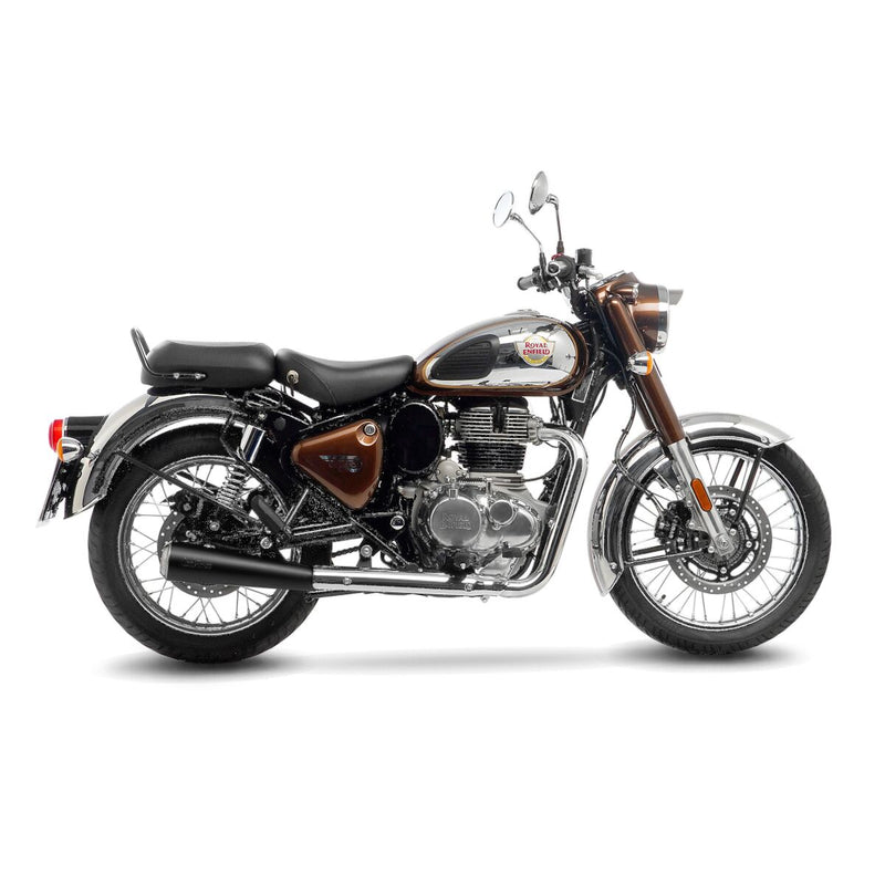 LV Classic Racer Black Edition Slip-On Muffler Brushed For Royal Enfield Classic 350 ABS