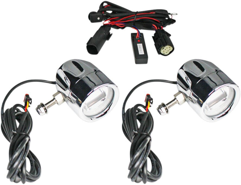 ProBEAM® LED Halo Fog Lamps Chrome For Harley Davidson FLHR 1690 2014-2015 - 80 MM