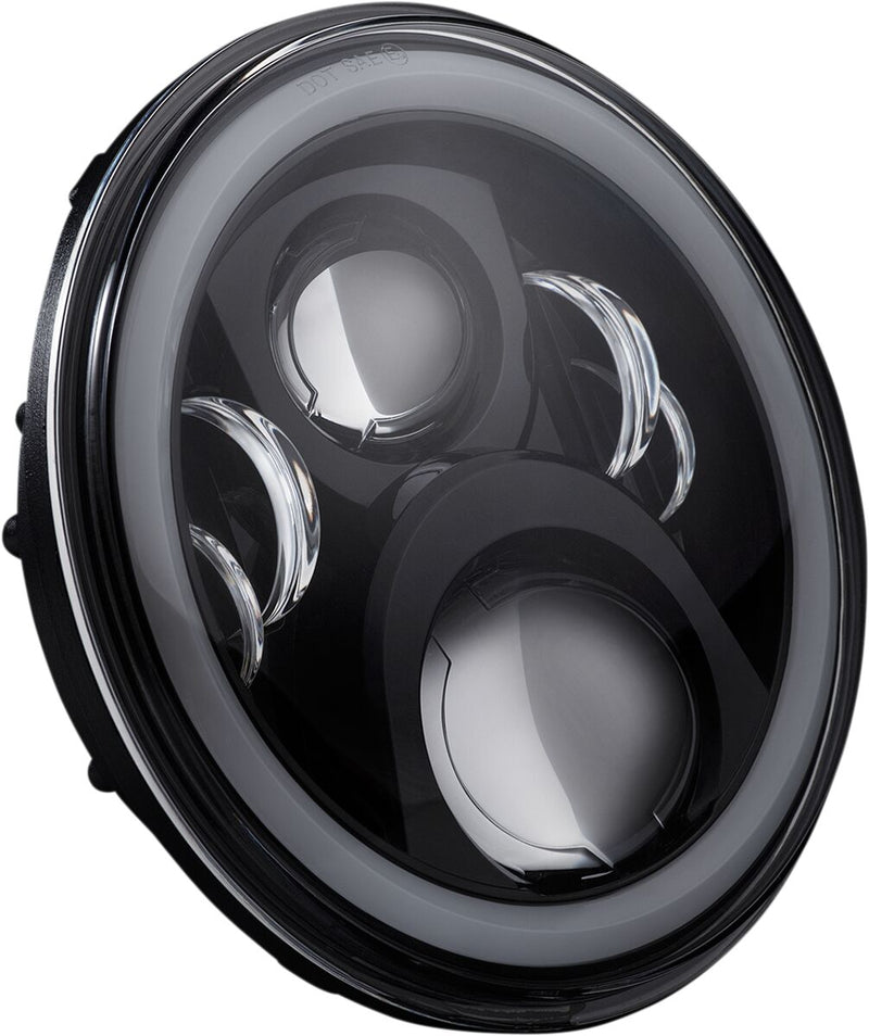 7" Halo Headlamp With Touring Adapter Black For Harley Davidson FLHR 1690 2014-2015