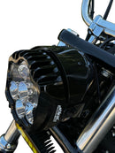 Shark Demon® Performance LED Pedestal Mount Headlight White For Harley Davidson FLSTC 1450 2002-2004