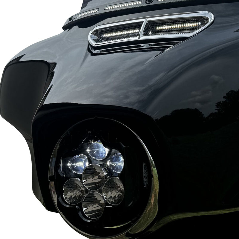 Shark Demon™ Performance LED Headlight Gloss Black For Harley Davidson FLD 1690 2012-2013