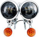 Light Brackets with LED Auxiliary Lights and Turn Signals For Harley Davidson FLHR 1340 1994-98