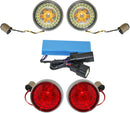 Complete Front & Rear Turn Signal Conversion Kit With Bullet Bezel Lenses Clear / Red For Harley Davidson FLHT 1750 ABS 2021