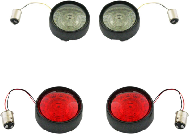 Complete Front & Rear Turn Signal Conversion Kit With Bullet Bezel Lenses Red / Smoke For Harley Davidson FLD 1690 2012-2013