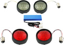 Complete Front & Rear Turn Signal Conversion Kit With Bullet Bezel Lenses Black For Harley Davidson FLHR 1450 2002-2006