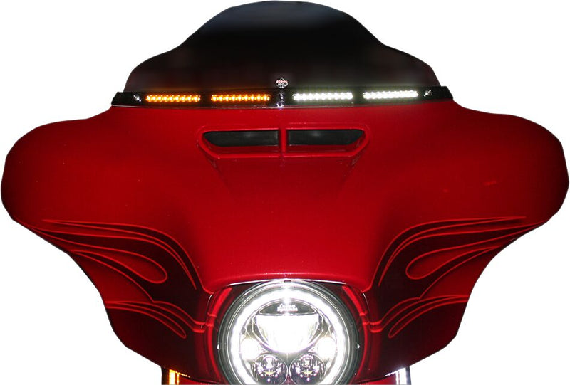 Genesis® 4 Dynamic LED Batwing Windshield Trim Amber / White For Harley Davidson FLHT 1340 1996-1998